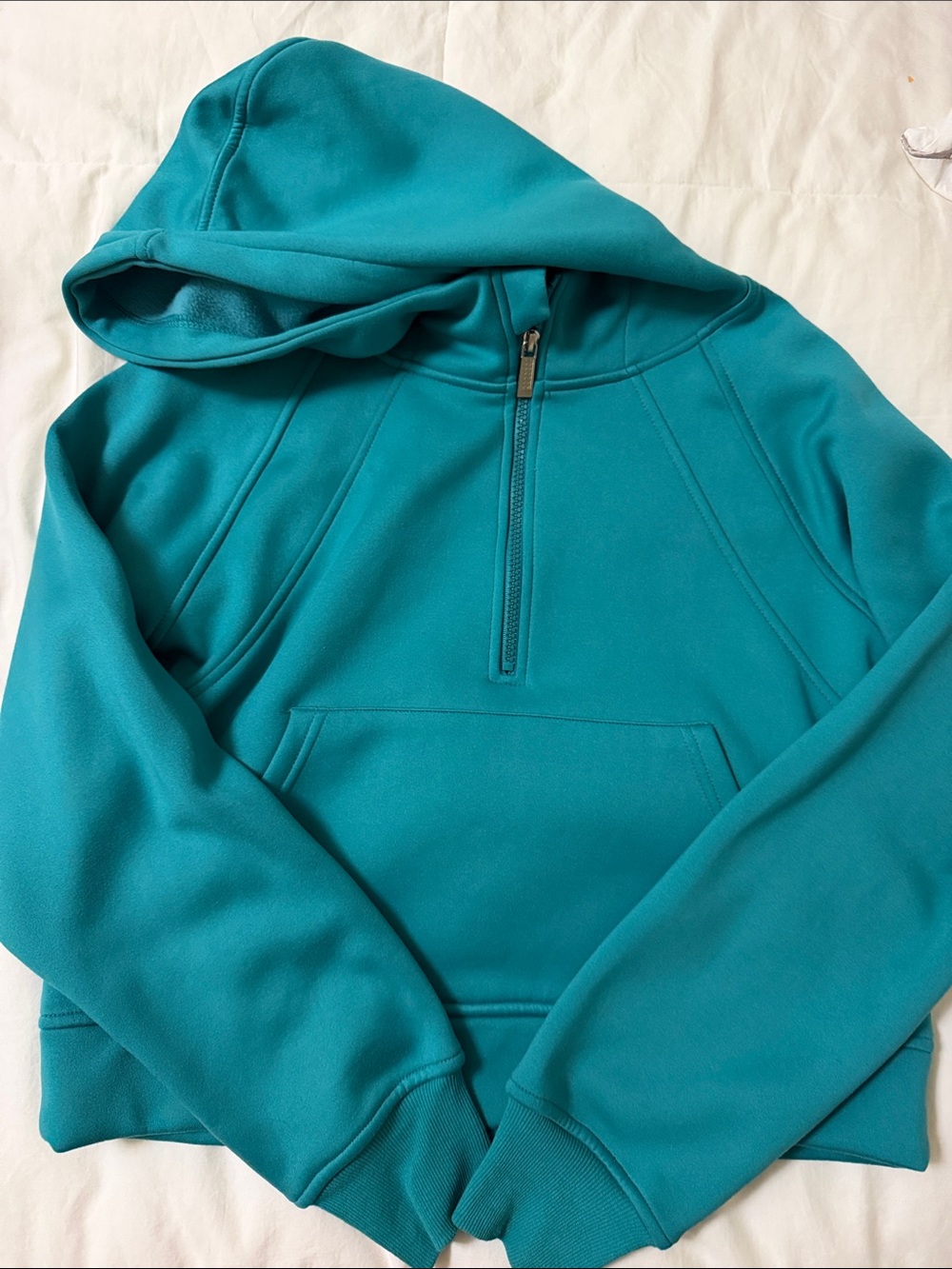 Teal Half-Zip Hooded Pullover